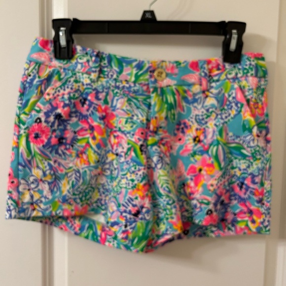 Lilly Pulitzer High Waist Blue and Pink Shorts - Picture 1 of 3